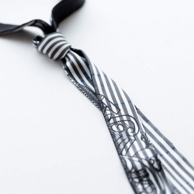 Monochrome Pinstripe Slim Print Tie