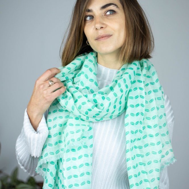 Pure Wool Leaf Motif Scarf