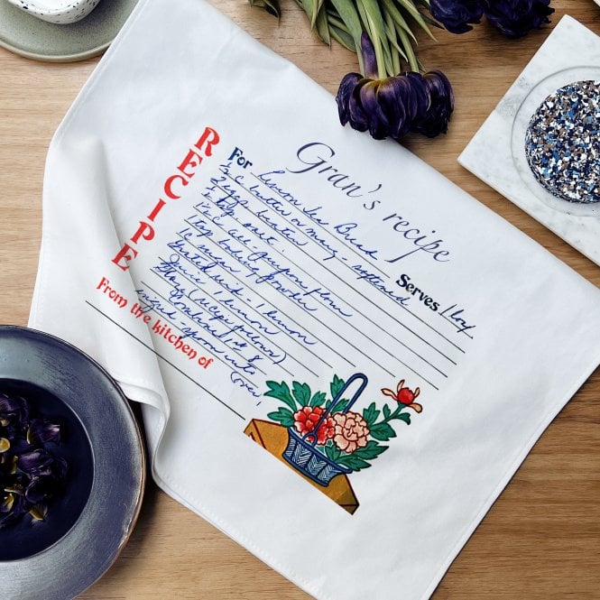 Personalised Family Recipe Handwritten Tea Towel