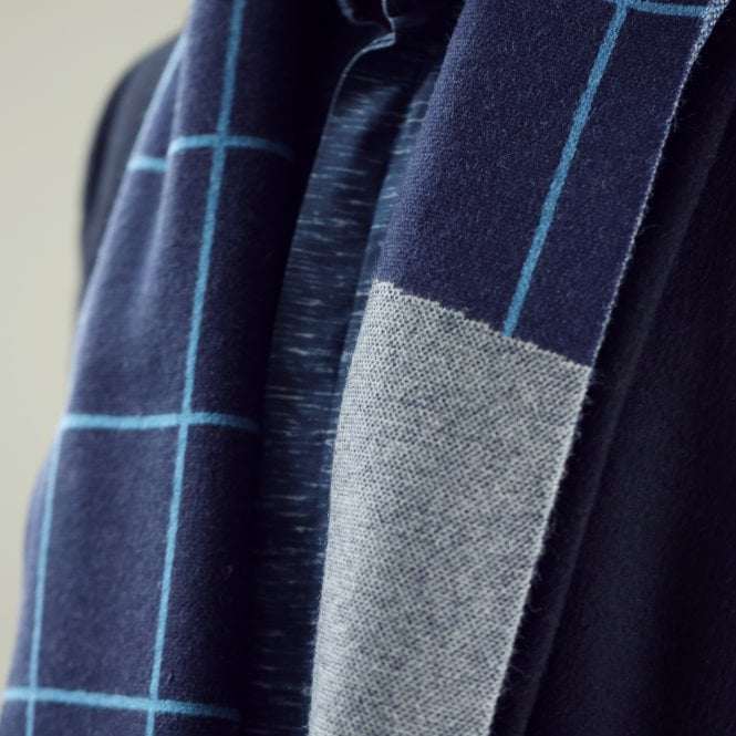 Men's Blue Knit Check Scarf