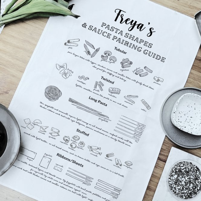 Personalised Pasta Sauce Pairing Tea Towel