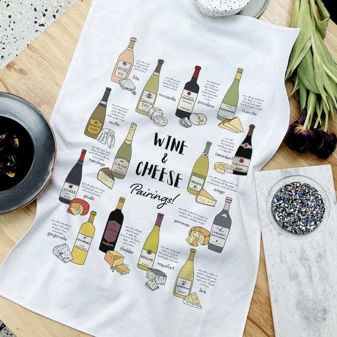 Wine And Cheese Pairings Personalised Tea Towel