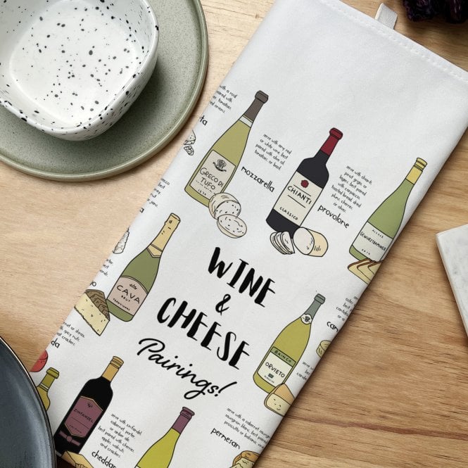 Wine And Cheese Pairings Personalised Tea Towel