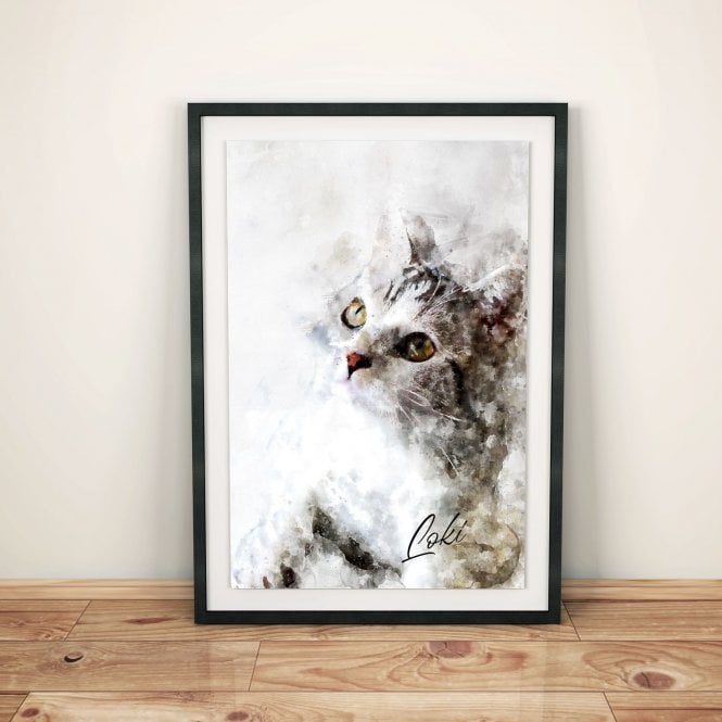 Personalised Your Cat Portrait Watercolour Art Print