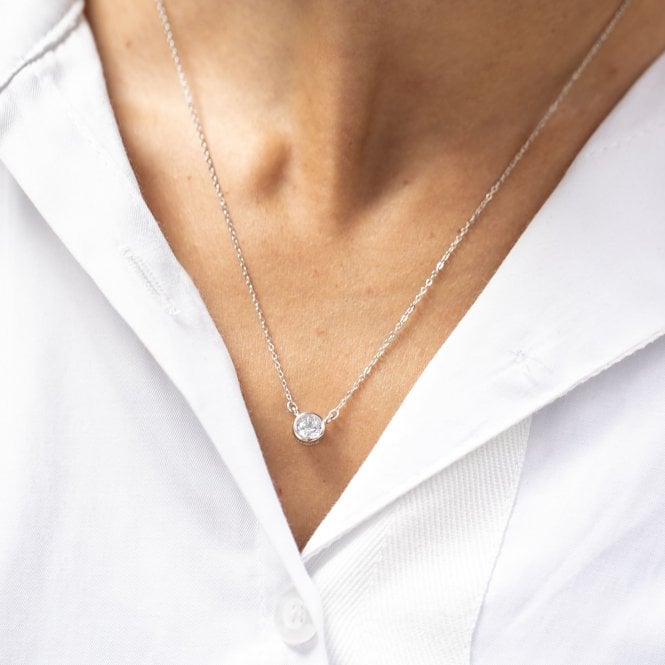 Cubic Zirconia Brilliant Cut Sterling Silver Necklace