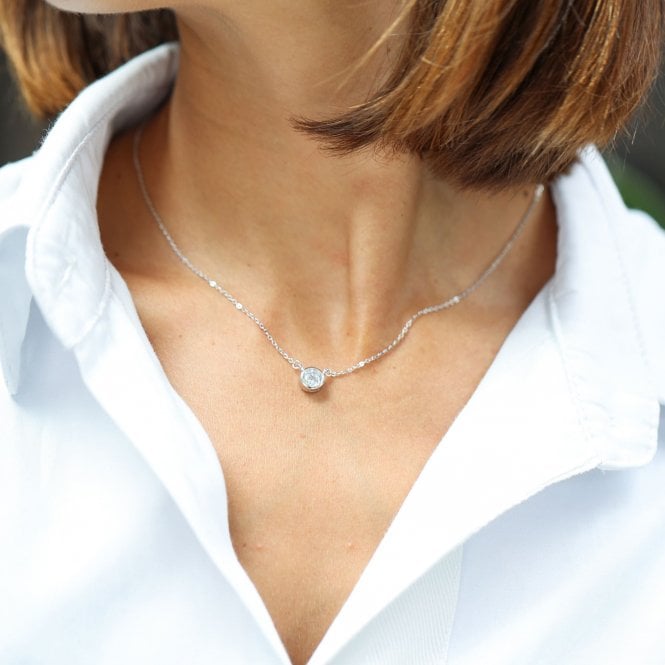 Cubic Zirconia Brilliant Cut Sterling Silver Necklace