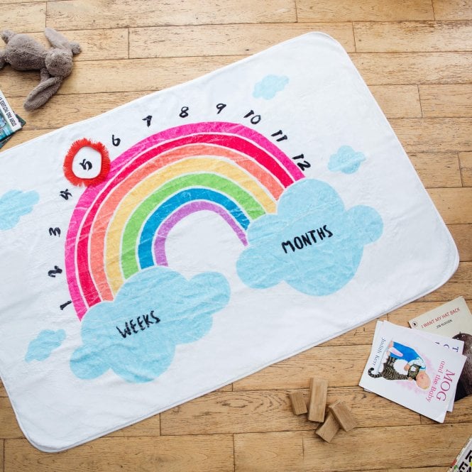 Rainbow Baby Milestone Cotton Fleece Blanket