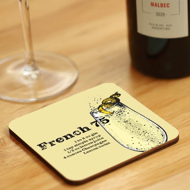 Personalised Cocktail Recipes Wood Square Coaster Set