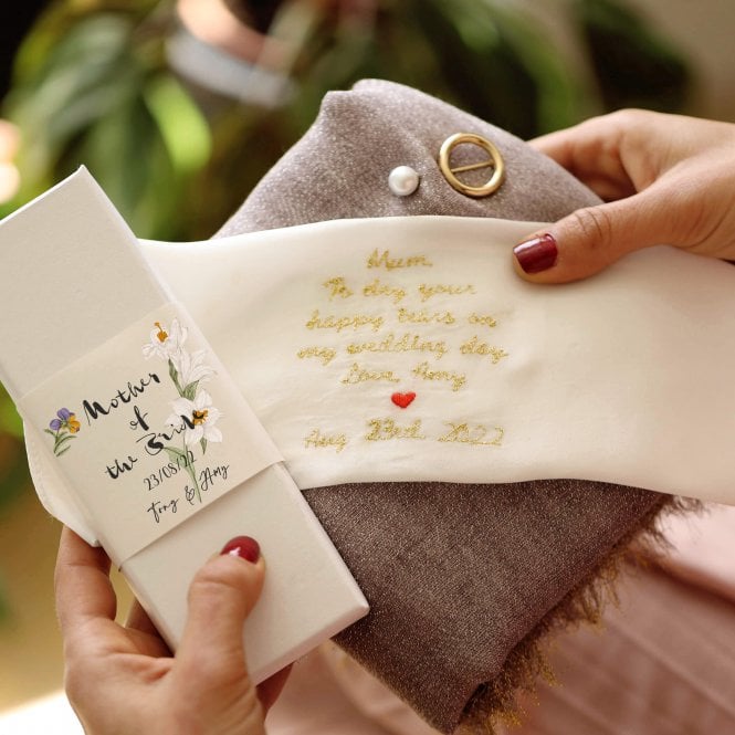 Mother Of The Bride Embroidered Handkerchief In A Box