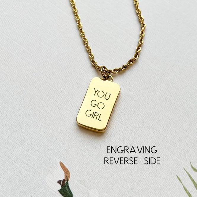 Tarot Card Tag Necklace With Gems 18ct Gold Plated