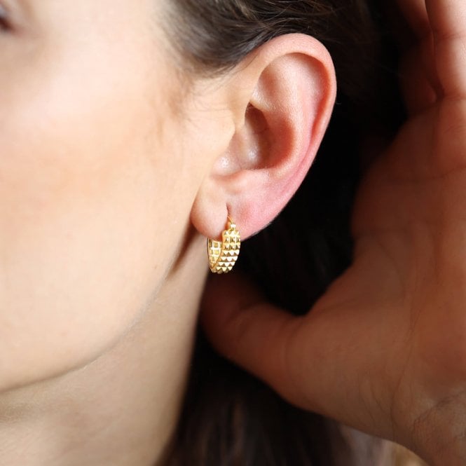 Sterling Silver Embossed Heart Shape Hoop Earrings