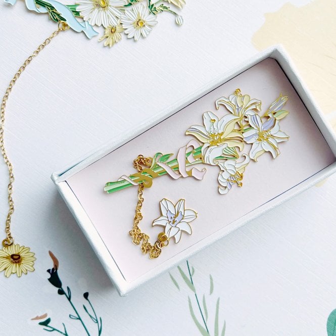Engraved '30th Anniversary' Enamelled Flower Bookmark
