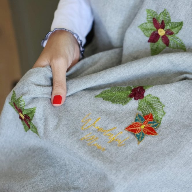 Poinsettia Christmas Flower Scarf And Brooch