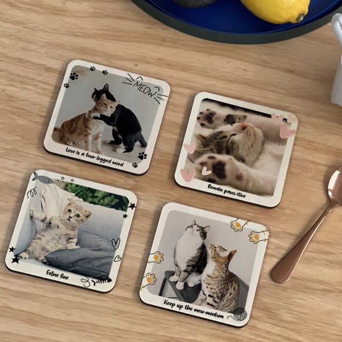 Personalised Cat Instagram Photo Coaster Set Of Four