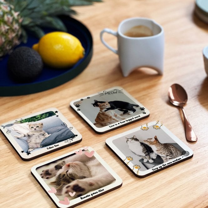 Personalised Cat Instagram Photo Coaster Set Of Four