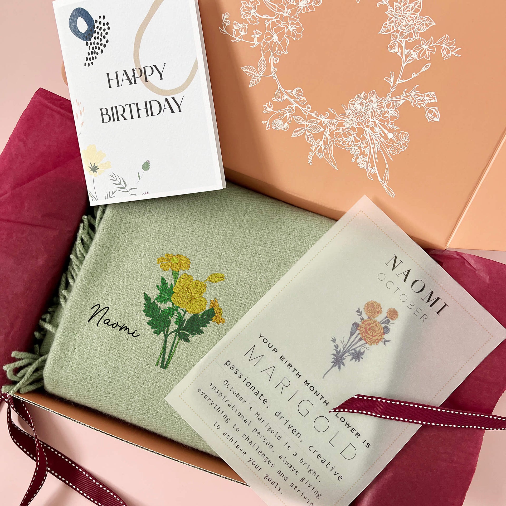 Personalised Choose Your Birth Flower Scarf - Main Image