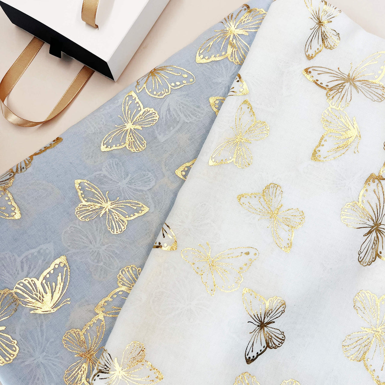 Butterfly Gold Shimmering Foil Scarf Letterbox Gift