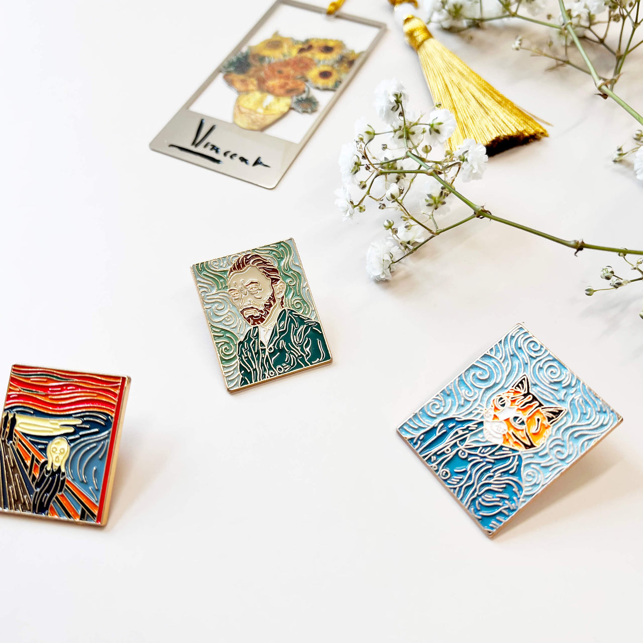 Famous Oil Painting Art Style Enamel Pins